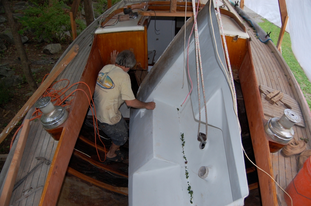 New Cockpit being installed in Wooden boat Tiger Maru